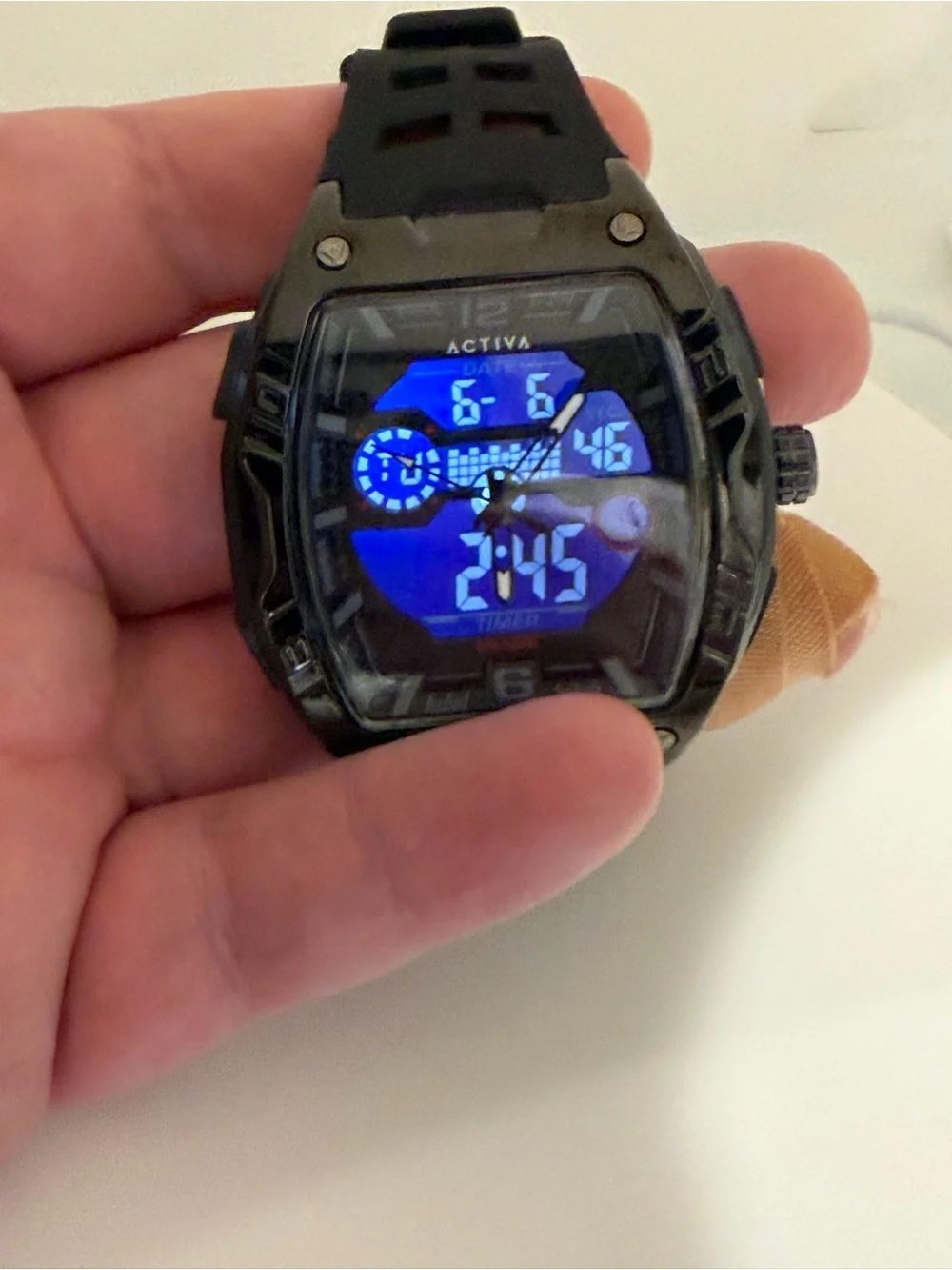 Activa Venzis Men’s  Black Digital Sports Watch With Light Up Dial 50mm